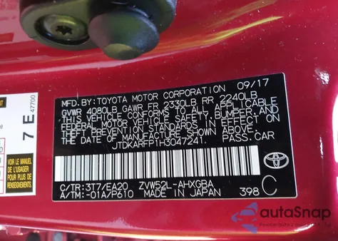 2017 Toyota Prius Prime Premium from USA, damaged, VIN JTDKARFP1H3047241